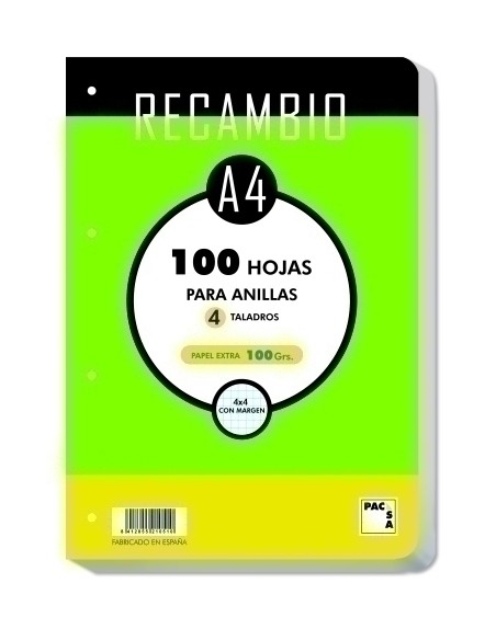 RECAM.PACSA A4 100h 4 TAL. CD.4 C.REDON. - Pack de 20 unidades