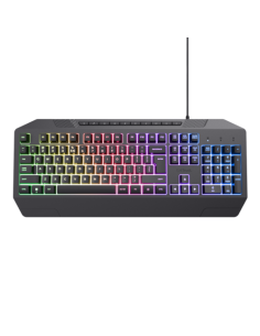 TRUST TECLADO GTX 836 EVOCX GAMING CABLE USB MULTIMEDIA LUCES RAINBOW LED NEGRO