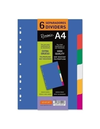 SEPARADORES SENFORT DYNAMIC PP OPACO A4 - Pack de 5 unidades