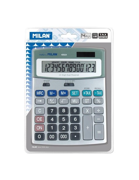 MILAN CALCULADORA METÁLICA 14 DIGITOS DUAL BLISTER