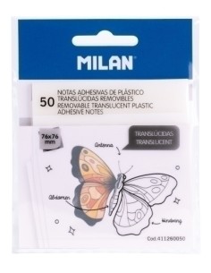 MILAN BLOC NOTAS ADHESIVAS 50H 76X76MM PLÁSTICO TRANSLÚCIDAS