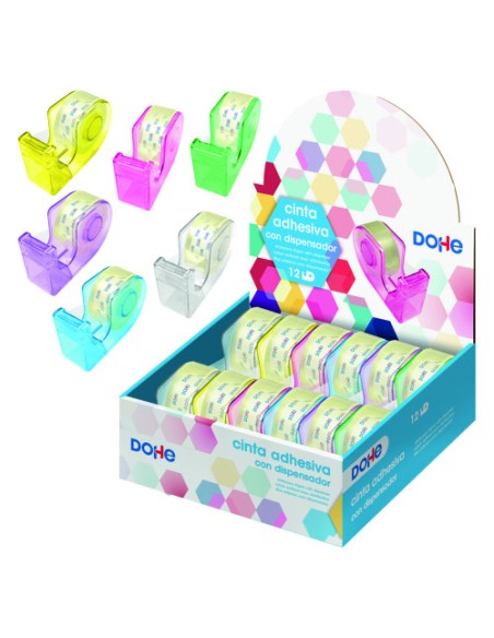 EXPOSITOR DE 12 DISPENSADORES DE CINTA ADHESIVA - COLORES SURTIDOS DOHE 50987
