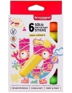 TEMPERA BRUYNZEEL SOLIDA NEON C/6 - Pack de 6 unidades