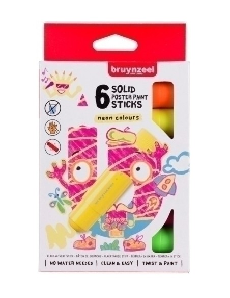 TEMPERA BRUYNZEEL SOLIDA NEON C/6 - Pack de 6 unidades