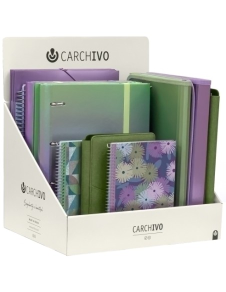 EXPOSITOR CARCHIVO CAP. VERDE/MALVA 18