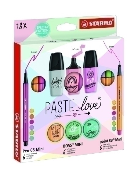 STABILO SET ESCRITURA MINI WORLD PASTELLOVE ESTUCHE 18 UD C/SURTIDOS