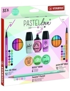 STABILO SET ESCRITURA MINI WORLD PASTELLOVE ESTUCHE 35 UD C/SURTIDOS