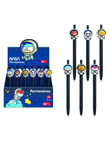 EXPOSITOR CON 24 PORTAMINAS ASTRONAUTAS-ANIMALES - NASA DOHE 79659