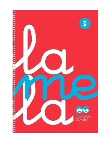 LAMELA CUADERNO ESPIRAL 80H FOLIO 90GR CUADROVÍA 3MM TAPA PP ROJO - Pack de 5 unidades