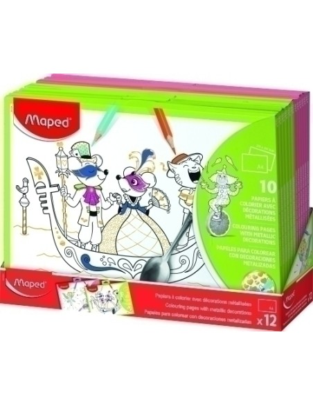 MAPED PAPELES COLOREAR DEC.METAL 10und
