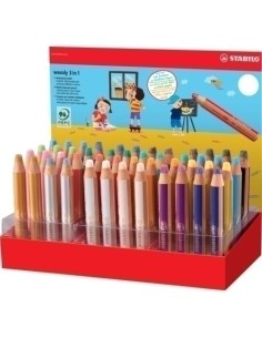 STABILO LÁPICES DE COLORES WOODY 3 EN 1 EXPOSITOR DE 48 C/SURTIDOS + 1 BLOC DE PRUEBAS