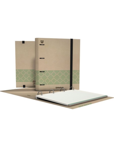 GRAFOPLÁS CARPETA ANILLAS MIXTAS 4D35 CARPEBOOK A4 C/RECAMBIO 100H FORRADO UNINATURE VERDE