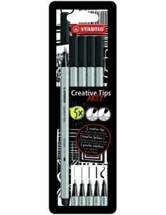 ESTUCHE ROTULADORES CREATIVE TIPS ARTY CON 5 PUNTAS DIFERENTES EN COLOR NEGRO STABILO 89/5-1-20