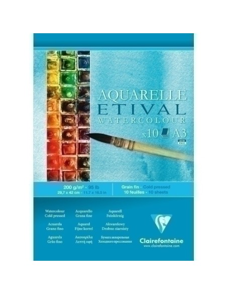 BLOC DIBUJO CLAIR.ETIVAL ACUARELA A3 300 - Pack de 5 unidades