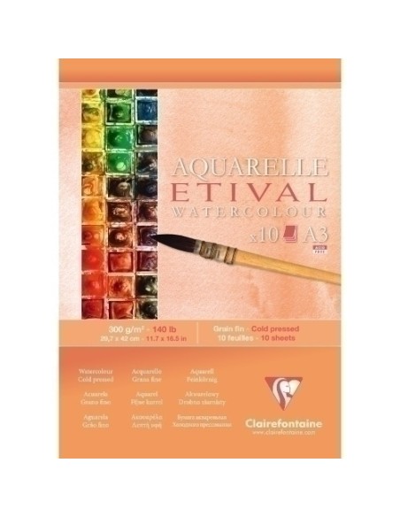 BLOC DIBUJO CLAIR.ETIVAL ACUARELA A3 300 - Pack de 5 unidades