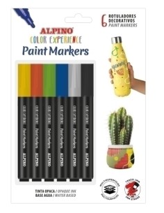 ALPINO PACK 6 ROTULADORES CREA + PAINT MARKER PARA DECORACIÓN TODAS SUPERFICIES C/SURTIDOS