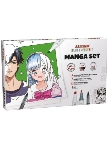 ALPINO ROTULADORES PERMANENTES MANGA SET COLOR EXPERIENCE + LÁMINAS + GUÍA C/SURTIDOS