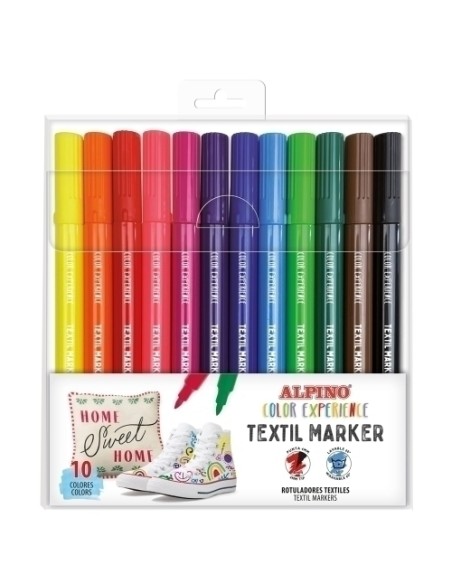 ALPINO ROTULADORES PERMANENTES DECOR COLOR EXPERIENCE PARA TEJIDOS ESTUCHE 10 C/SURTIDOS