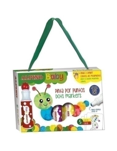 ALPINO ROTULADORES BABY DOTS MARKER ESTUCHE DE 6 + 5 CARTAS PARA PINTAR C/SURTIDOS