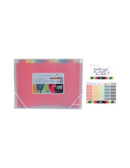 CLASIF OFFICE BOX C/GOMAS 12 DIV. VITAL COLORS A4+