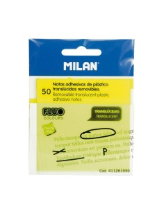 MILAN NOTAS ADHESIVAS 50 HOJAS 76X76MM TRANSLÚCIDAS AMARILLO FLUORESCENTE