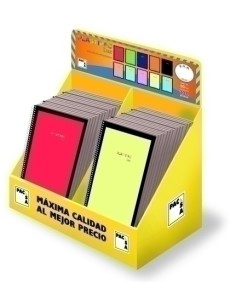 PACSA CUADERNO PLASTIPAC SERIE LUX 80H FOLIO TAPA PP COLORES VIVOS/PASTEL EXPOSITOR DE 40 SURTIDOS