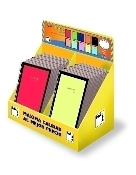 PACSA CUADERNO PLASTIPAC SERIE LUX 80H FOLIO TAPA PP COLORES VIVOS/PASTEL EXPOSITOR DE 40 SURTIDOS