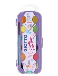 ESTUCHE 12 ACUARELAS CANDY COLLECTION 30 MM + PINCEL GIOTTO F351600
