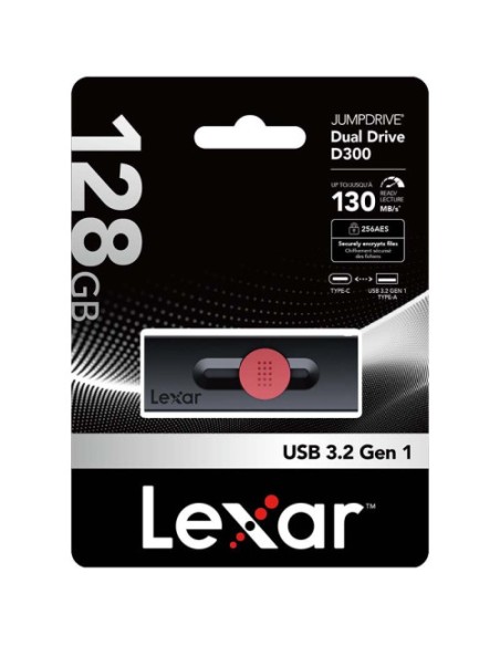 LEXAR 128GB DUAL TYPE-C AND TYPE-A USB 3.2 FLASH DRIVE, UP TO 130MB/S READ