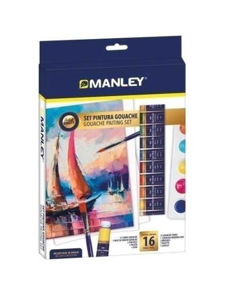 MANLEY SET PINTURA GOUACHE SET 16 PIEZAS C/SURTIDOS