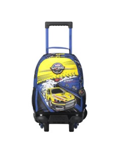 MOCHILA ESCOLAR CON RUEDAS MEDIANA DE CARRERAS DE COCHES TOTTO MJ03VLC005-2310-6J7M