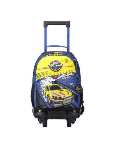 MOCHILA ESCOLAR CON RUEDAS MEDIANA DE CARRERAS DE COCHES TOTTO MJ03VLC005-2310-6J7M