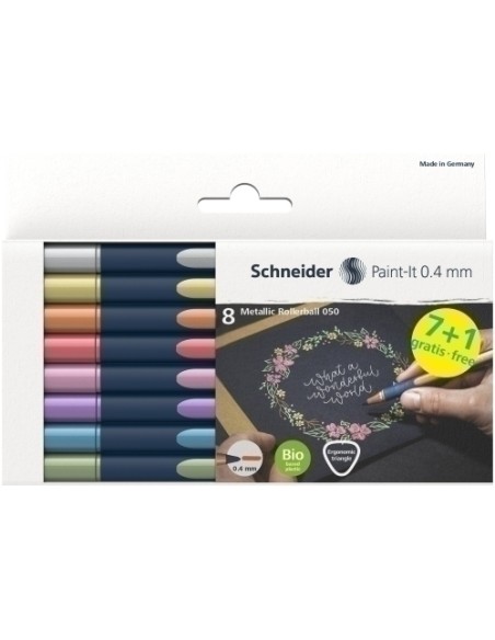 SCHNEIDER ROLLER METÁLICO PAINT-IT 050 ESTUCHE 8 C/SURTIDOS