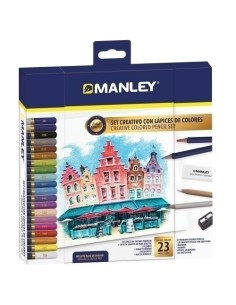 MANLEY SET CREATIVO LÁPICES DE COLORES 23 PIEZAS SURTIDO