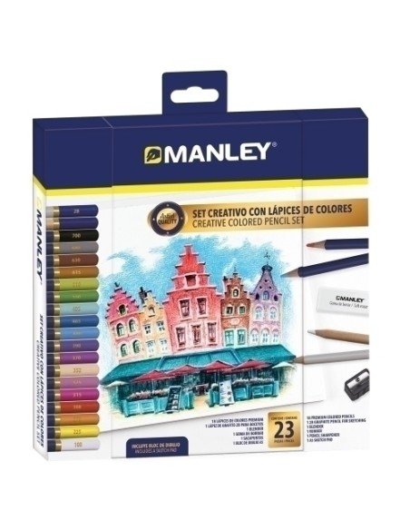 MANLEY SET CREATIVO LÁPICES DE COLORES 23 PIEZAS SURTIDO