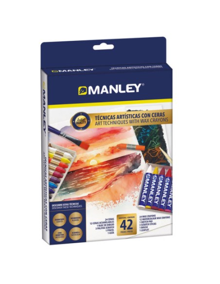 MANLEY SET DE TÉCNICAS ARTÍSTICAS CON CERAS CAJA 42 PIEZAS C/SURTIDOS