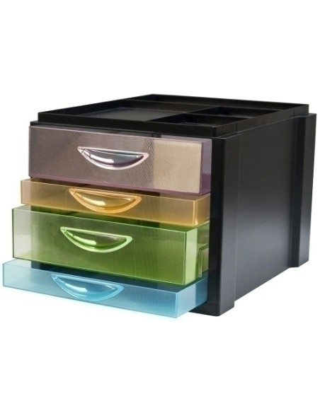 MODULO OLEF 4 CAJONES NEGRO/TRAS