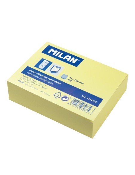 MILAN BLOC NOTAS ADHESIVAS 250 HOJAS 75X100MM AMARILLO CLARO