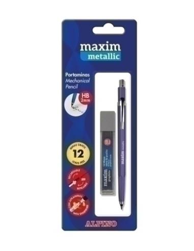 PORTAMINAS MAXIM MET. 2mm BLISTER C/MINA - Pack de 60 unidades