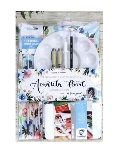 SET ACUARELA FLORAL VAN GOGH INICIACION