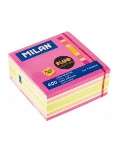 MILAN CUBO DE NOTAS ADHESIVAS 400 HOJAS 76X76 COLORES SURTIDOS FLUOR