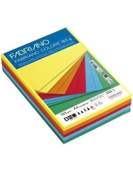CARTULINA A4 FABR. 185g P/250 COL.INTEN.