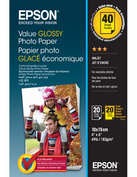Value Glossy Photo Paper - 10x15cm - 2x 20 Hojas (BOGOF)