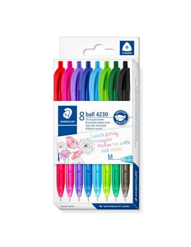 Ball 4230 Multicolor Bolígrafo de punta retráctil con pulsador Medio 8 pieza(s)