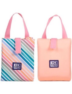 Porta bocadillos colorblock 12x16cm con asa para transporte