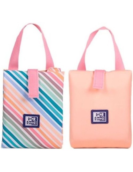 Porta bocadillos colorblock 12x16cm con asa para transporte