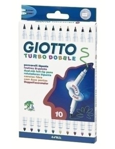 ROTULADOR GIOTTO TURBO DOBLE PUNTA GRUESA Y PUNTA FINA CAJA DE 10 COLORES