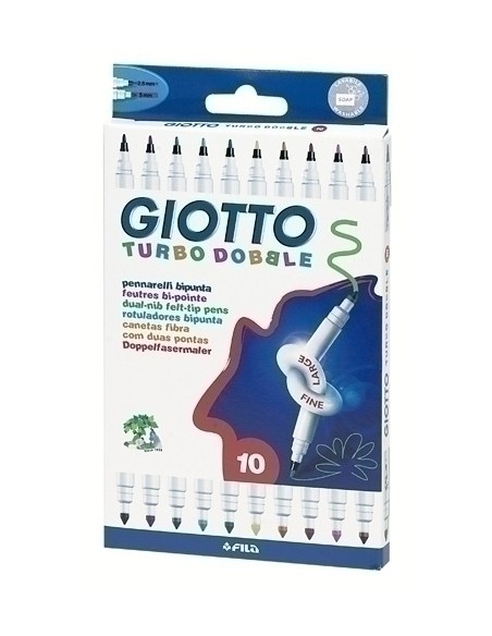 ROTULADOR GIOTTO TURBO DOBLE PUNTA GRUESA Y PUNTA FINA CAJA DE 10 COLORES