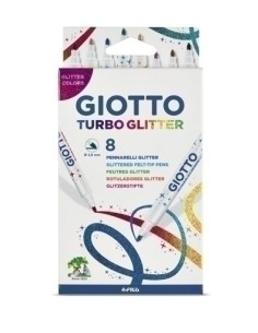 ROTULADOR GIOTTO TURBO GLITTER PURPURINA CAJA DE 8 UNIDADES