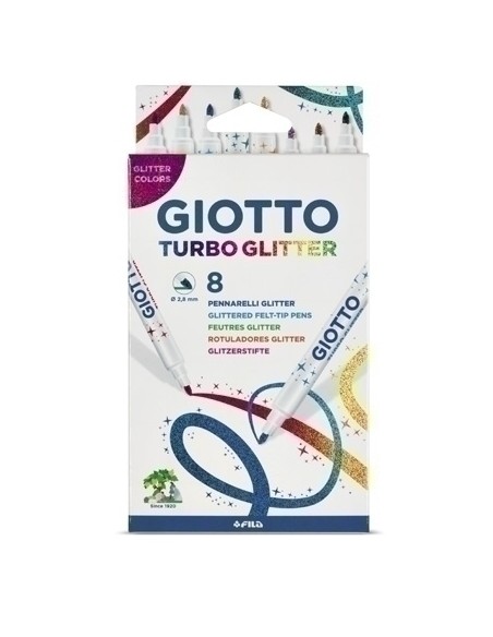 ROTULADOR GIOTTO TURBO GLITTER PURPURINA CAJA DE 8 UNIDADES